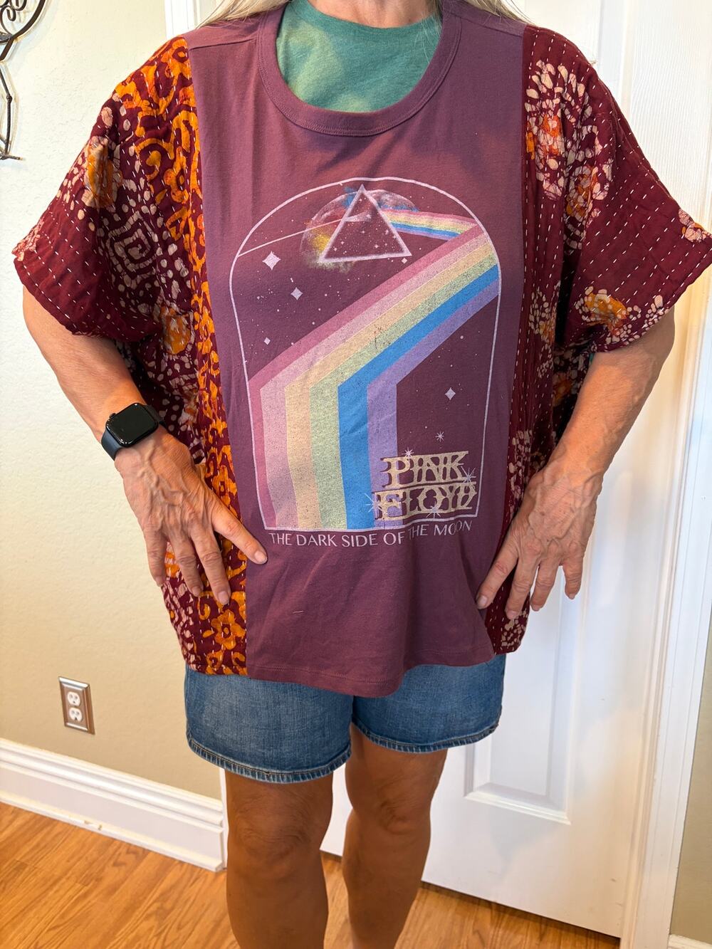Pink Floyd Upcycled Kantha Tunic Top Shirt OS Handmade Boho